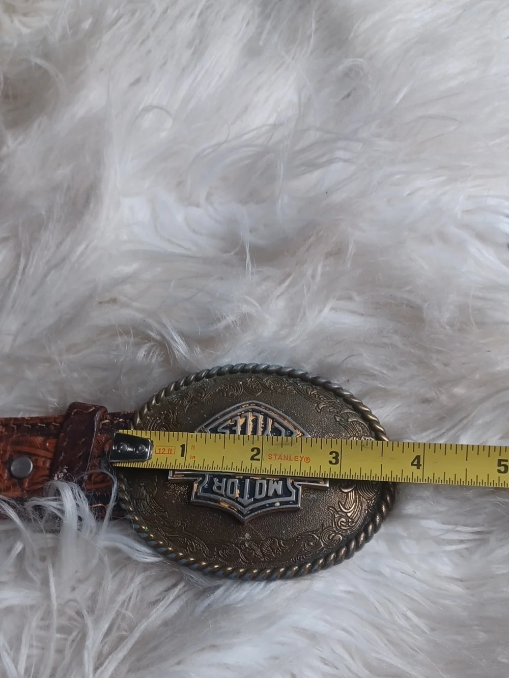 Vintage 1978 Motor Harley Davidson Leather Belt With Amazing Buckle